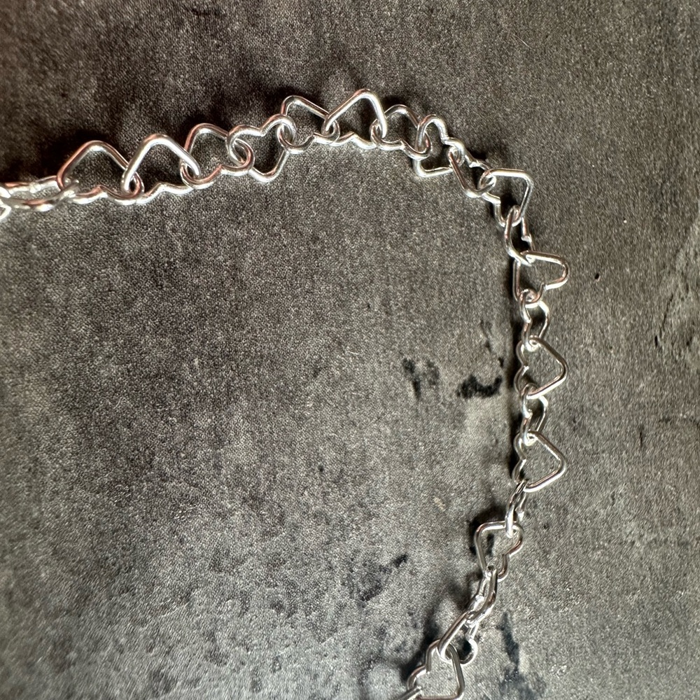 NWOT Sterling Silver 925 Silver Heart Chain Bracelet - Picture 2 of 6